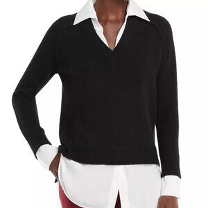 C by Bloomingdale's Cashmere Layered Look Sweater - Black